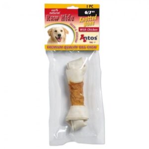 Raw Hide White + Chicken Knotted Bone 6/