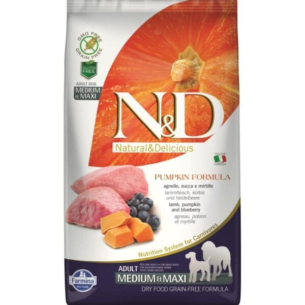 N&D Dog Dry Adult Med Max Lamb Blue 2.5K