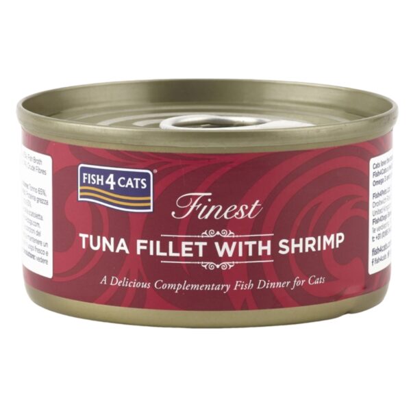 FISH4CATS CAT TUNA FILLET PRAWN TIN 70GR